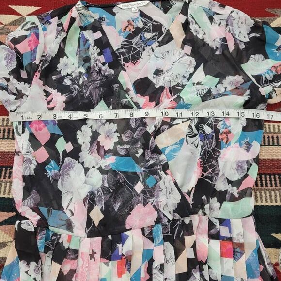 Rebecca Minkoff Pleated Midi Wrap Dress Sz S Floral Abstract Multi Color Feminin - Picture 7 of 9